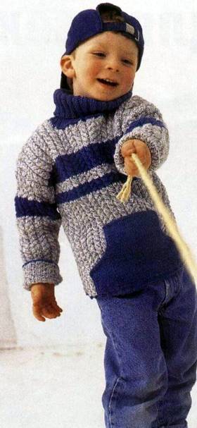 Детский пуловер с карманом «кенгуру»