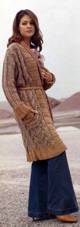 Вязаное пальто с воротником "шалька" и поясом