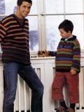  Мужской полосатый вязаный пуловер с V-образным вырезом. Полосатый детский вязаный пуловер с косами. Детские вязаные носки